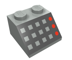 Slope 45 2 x 2 with 12 Buttons, 3 Red Lamps, Black Panel Pattern