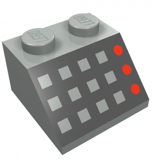 Slope 45 2 x 2 with 12 Buttons, 3 Red Lamps, Black Panel Pattern