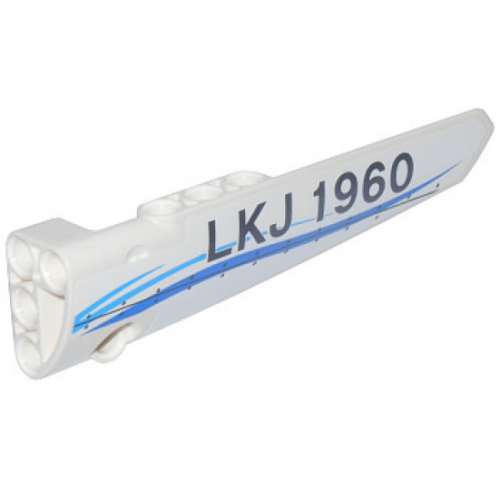 Technic, Panel Fairing # 6 Long Smooth, Side B with Blue Curved Stripes and 'LKJ 1960' Pattern (Sticker) - Set 42025