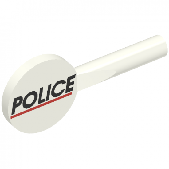 Minifigure, Utensil Signal Paddle with 'POLICE' Red Line Pattern