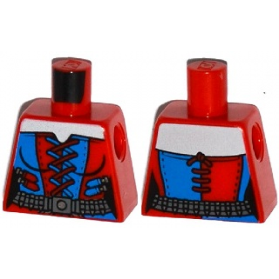 Torso Batman Female Corset with Red and Blue Laces, Dark Bluish Gray Belt Pattern