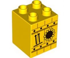 Duplo, Brick 2 x 2 x 2 with Sunflower and Two Arrows Pattern