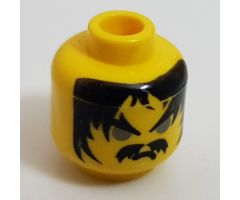 Minifigure, Head Moustache Gray Eyes, Frown Pattern - Blocked Open Stud