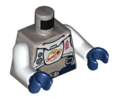Torso Spacesuit with Gold Lines, Dark Blue Harness with Silver Buckles and White Panel with Classic Space Logo Pattern / White Arms / Dark Blue Hands