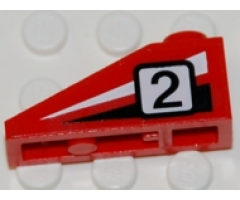 Slope 33 3 x 1 with Black Number 2 on Black and White Stripes Pattern Model Left (Sticker) - Sets 4555 / 6539