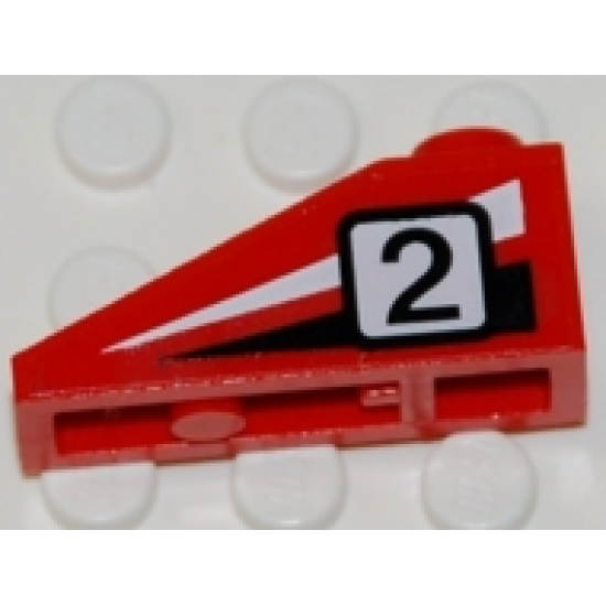 Slope 33 3 x 1 with Black Number 2 on Black and White Stripes Pattern Model Left (Sticker) - Sets 4555 / 6539