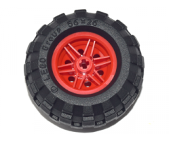 Wheel & Tire Assembly 30.4mm D. x 20mm with No Pin Holes and Reinforced Rim with Black Tire 56 x 26 Balloon (56145 / 55976)