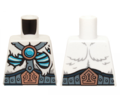 Torso Fur with Sand Blue Belt and Straps, Copper Buckle, Glowing Bones and Dark Azure Round Jewel (Chi) Pattern