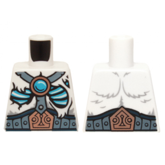 Torso Fur with Sand Blue Belt and Straps, Copper Buckle, Glowing Bones and Dark Azure Round Jewel (Chi) Pattern