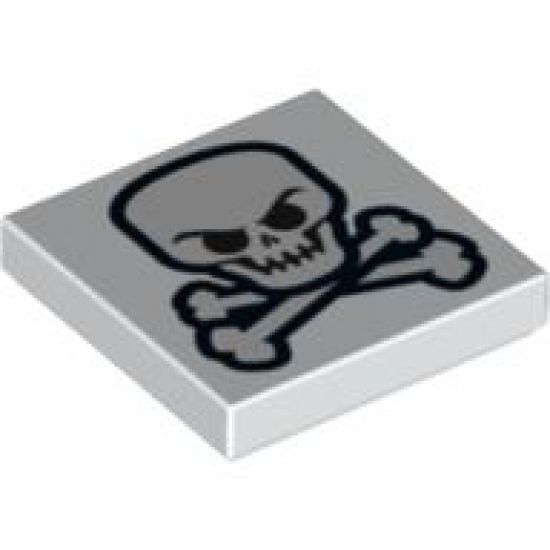 Tile 2 x 2 with Skull and Crossbones Pattern