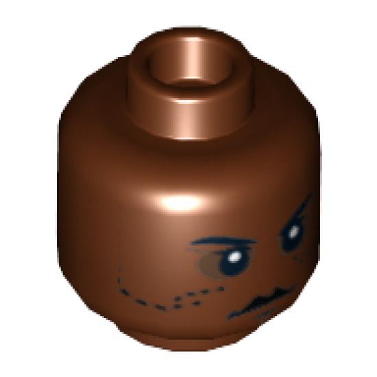 Minifigure, Head Alien with Black Mouth and Dots on Cheeks Pattern (SW Agen Kolar) - Hollow Stud