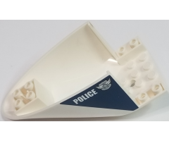 Aircraft Fuselage Curved Aft Section 6 x 10 Bottom with White 'POLICE' and Silver Badge with Wings Pattern on Both Sides (Stickers) - Set 60009
