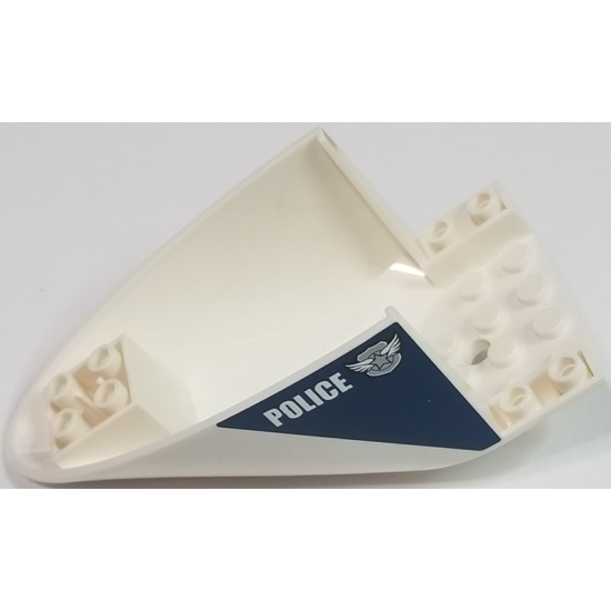 Aircraft Fuselage Curved Aft Section 6 x 10 Bottom with White 'POLICE' and Silver Badge with Wings Pattern on Both Sides (Stickers) - Set 60009