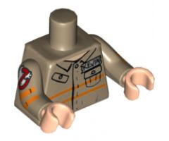 Torso Ghostbusters Jumpsuit with 'KEVIN' ID Badge and 2 Pockets Pattern / Dark Tan Arms with Ghostbusters Pattern Type 2 / Light Nougat Hands