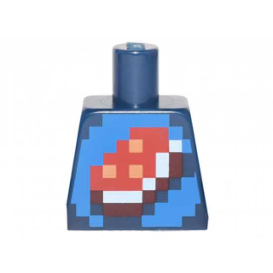 Torso Shirt with Pixelated Porkchop Icon on Blue Background Pattern