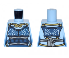 Torso Ninjago Female Outline Dark Blue Apron with Light Bluish Gray Sash, Gold Necklace Pattern