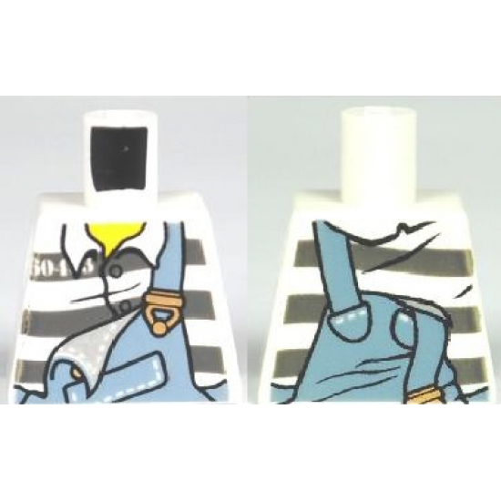 Torso Town Prisoner Torn Overalls over Prison Stripes Pattern