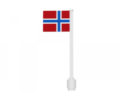 Flag on Flagpole, Straight with Norway Pattern (Stickers)