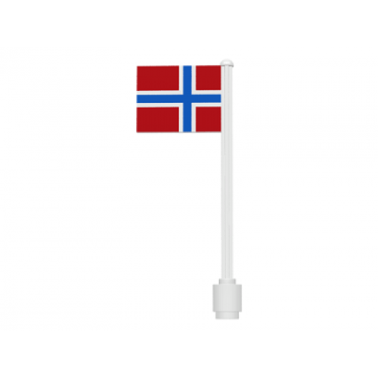 Flag on Flagpole, Straight with Norway Pattern (Stickers)