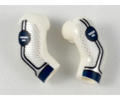 Arm, (Matching Left and Right) Pair with Dark Blue Cuff, Water Symbol, Silver Trim Pattern