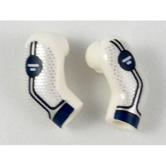 Arm, (Matching Left and Right) Pair with Dark Blue Cuff, Water Symbol, Silver Trim Pattern