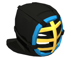 Minifigure, Headgear Helmet Ninjago Kendo with Gold Grille Mask and Blue Trim Pattern