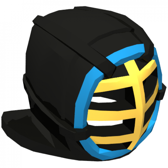 Minifigure, Headgear Helmet Ninjago Kendo with Gold Grille Mask and Blue Trim Pattern