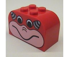 Slope, Curved 4 x 2 x 2 Double with Four Studs with Face and Horns Pattern