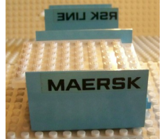 Boat Hull Smooth Middle 8 x 6 x 3 1/3, Deck Color White with Black 'MAERSK' and 'RSK LINE' Pattern (Stickers) - Set 1650