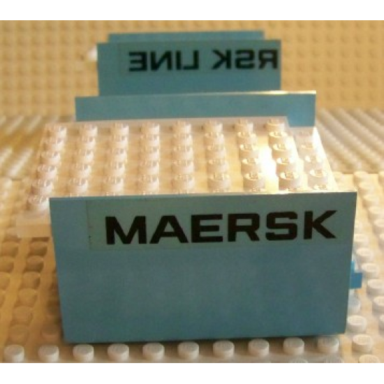 Boat Hull Smooth Middle 8 x 6 x 3 1/3, Deck Color White with Black 'MAERSK' and 'RSK LINE' Pattern (Stickers) - Set 1650