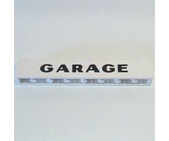 Brick 1 x 8 with Black 'GARAGE' Sans-Serif Thick Pattern, Elaborate 'G'