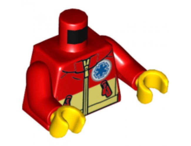 Torso Jacket EMT Star of Life Logo Front and Back and Tan Panel Pattern / Red Arms / Yellow Hands