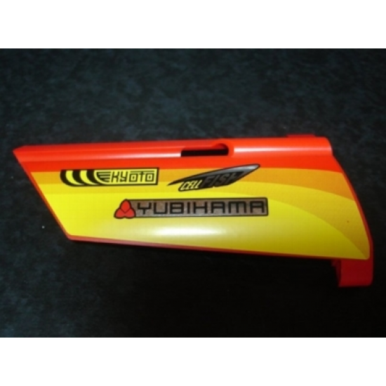 Technic, Panel Fairing #21 Large Long, Small Hole, Side B with Racing Logos on Orange and Yellow Pattern (Sticker) - Set 8146