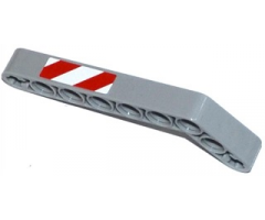 Technic, Liftarm 1 x 9 Bent (7 - 3) Thick with Red and White Danger Stripes Pattern Model Left Side (Sticker) - Set 42028