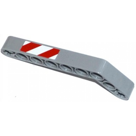 Technic, Liftarm 1 x 9 Bent (7 - 3) Thick with Red and White Danger Stripes Pattern Model Left Side (Sticker) - Set 42028