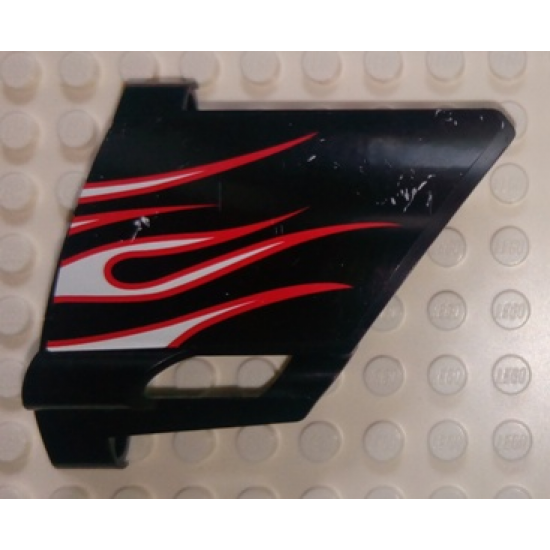 Technic, Panel Fairing #22 Large Short, Small Hole, Side A with White Flames with Red Border Pattern (Sticker) - Set 8682