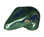 Animal, Body Part Dinosaur Head Raptor with Pin Hole, Tan Teeth and Tan and Dark Blue Marks Pattern