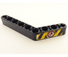 Technic, Liftarm 1 x 9 Bent (6 - 4) Thick with Yellow and Black Danger Stripes, Black Hand with Red Line Pattern Model Left (Sticker) - Set 8446
