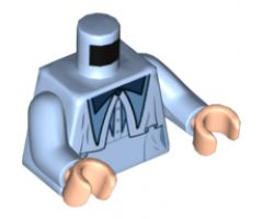 Torso Female Dark Blue Bow Tie and Long Collar Ruffle Pattern / Bright Light Blue Arms / Light Nougat Hands