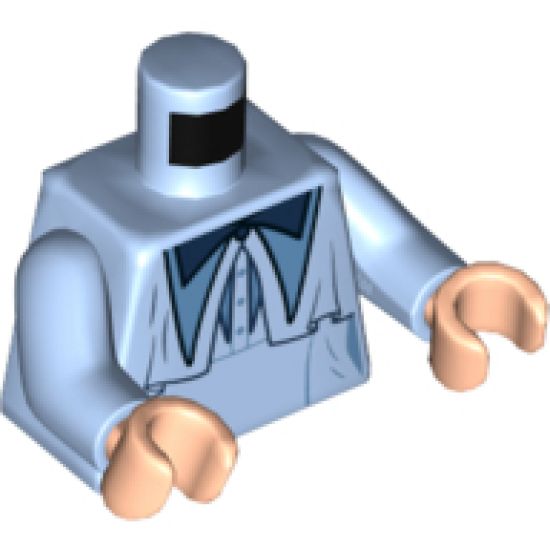 Torso Female Dark Blue Bow Tie and Long Collar Ruffle Pattern / Bright Light Blue Arms / Light Nougat Hands