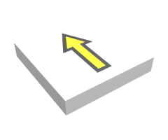 Tile 2 x 2 with Arrow Thin Yellow with Black Border Pattern