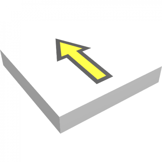 Tile 2 x 2 with Arrow Thin Yellow with Black Border Pattern