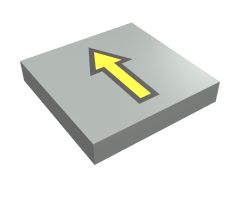Tile 2 x 2 with Arrow Thin Yellow with Black Border Pattern