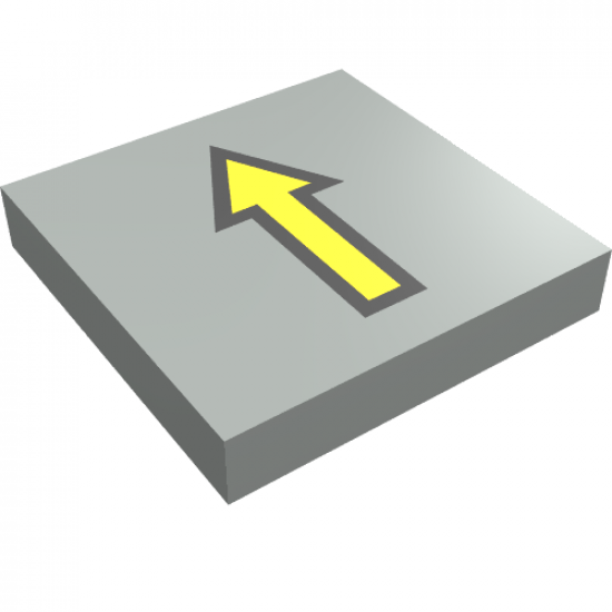 Tile 2 x 2 with Arrow Thin Yellow with Black Border Pattern