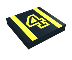 Tile 2 x 2 with Number  4 Yellow Outline and Stripes Pattern