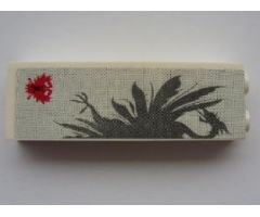 Brick 1 x 2 x 5 with Half Dark Gray Phoenix and Small Red Phoenix Pattern (Sticker) - Set 8161