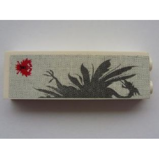 Brick 1 x 2 x 5 with Half Dark Gray Phoenix and Small Red Phoenix Pattern (Sticker) - Set 8161