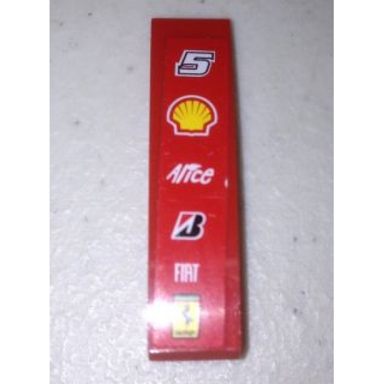 Slope, Curved 4 x 1 with Number 5 and Shell, Alice, Bridgestone, Fiat and Ferrari Logos Pattern (Sticker) - Sets 8153 / 8155