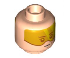 Minifigure, Head Dual Sided Orange Visor, Brown Eyebrows, Chin Dimple, Neutral / Concerned Pattern (SW Cloud Car Pilot) - Hollow Stud