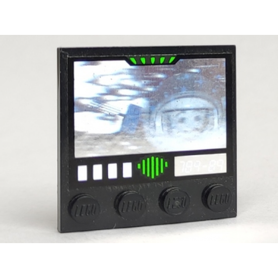 Tile, Modified 4 x 4 with Studs on Edge with Exploriens Monitor Pattern (Sticker) - Sets 5129 / 6899 / 6958 / 6982
